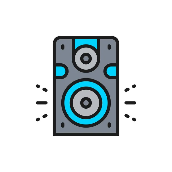 Speaker, subwoofer, audio equipment flat color line icon. — Stock Vector