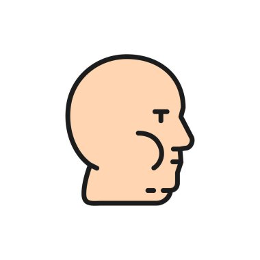 Vektör şişman yüzü, obezite, adiposity düz çizgi simgesi.