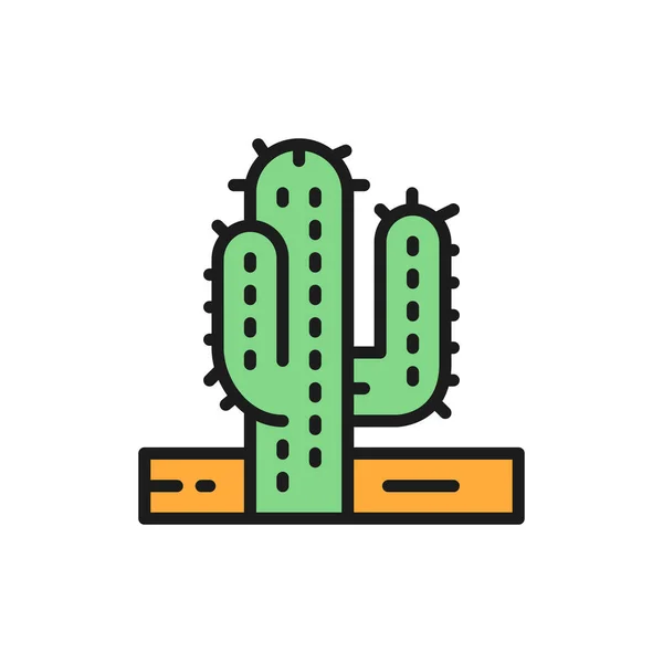 Cactus, desert tree flat color line icon. — Vetor de Stock