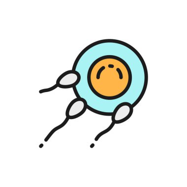 Yumurtanın sperm ile döllenmesi, doğurganlık düz renk çizgisi simgesi.