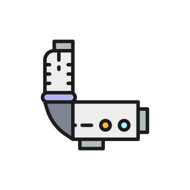 Koloskopi ekipmanları, jinekoloji aygıtı düz renk çizgisi simgesi.