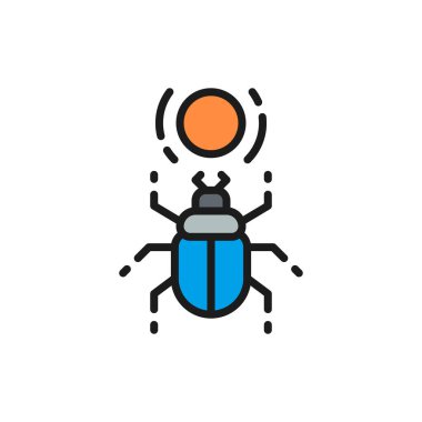 Mısır böceği, böcek, kutsal böcek düz çizgi simgesi.