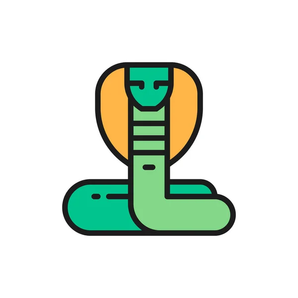 Cobra, icono de línea plana de color serpiente. Aislado sobre fondo blanco — Vector de stock