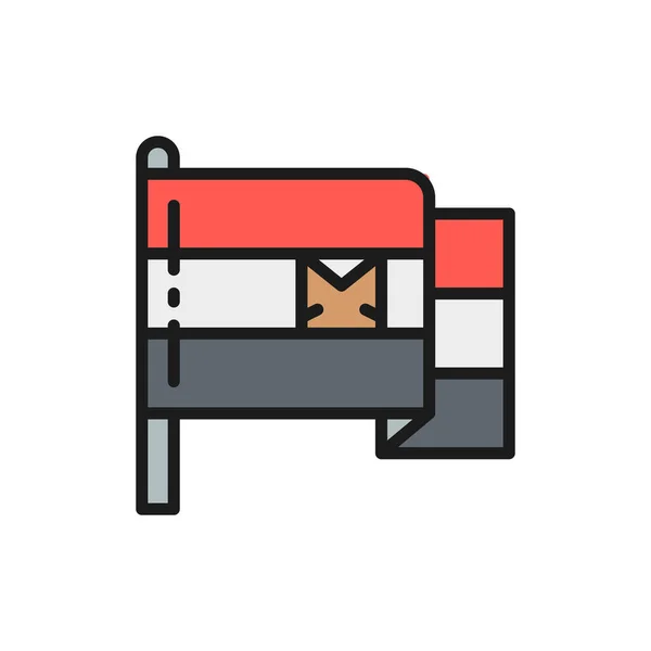 Vlajka Egypta ploché barevné čáry ikony. Izolováno na bílém pozadí — Stockový vektor