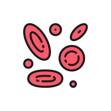 Kan hücreleri, lökositler, trombositler, eritrositler düz renk çizgisi simgesi