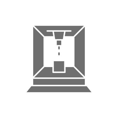 Lazer kesim makine gri simgesi. Beyaz arkaplanda izole