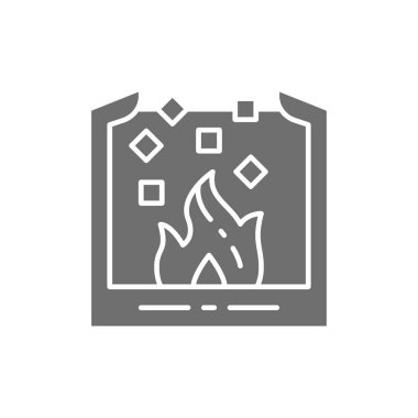 Eriyen metal patlama, eriyen çelik kepçesi, metalürji gri simgesi.