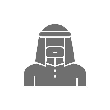 Geleneksel ulusal giysili Arap adam, bedevi gri ikon.