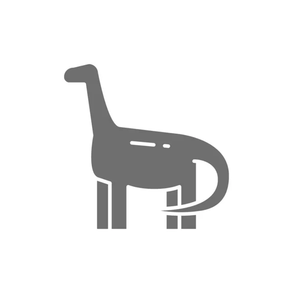ブラチオサウルス、ブロントサウルス、恐竜、先史時代の灰色のアイコン. — ストックベクタ