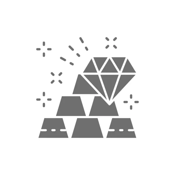 Barres d'or et diamant, icône gris richesse. — Image vectorielle