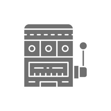 Kumar makineleri, kumarhane gri simgesi. Beyaz arkaplanda izole