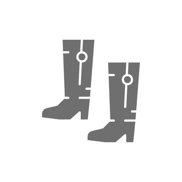 Chaussures nationales ukrainiennes, bottes ethniques traditionnelles icône grise. — Image vectorielle
