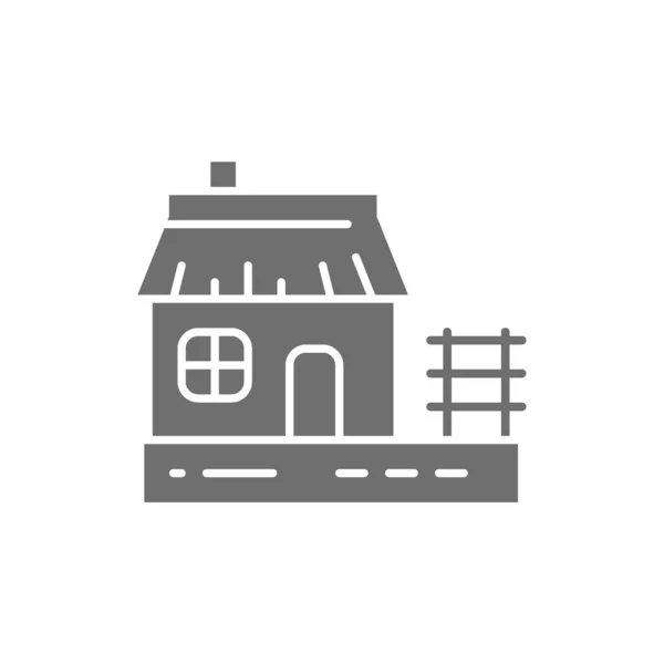 乌克兰小屋，传统村屋灰色图标. — 图库矢量图片