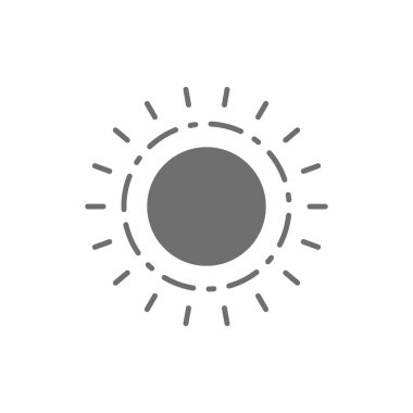 Güneş, sıcak, yaz gri ikonu. Beyaz arkaplanda izole