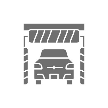 Vektör araba yıkama hizmeti gri simgesi.