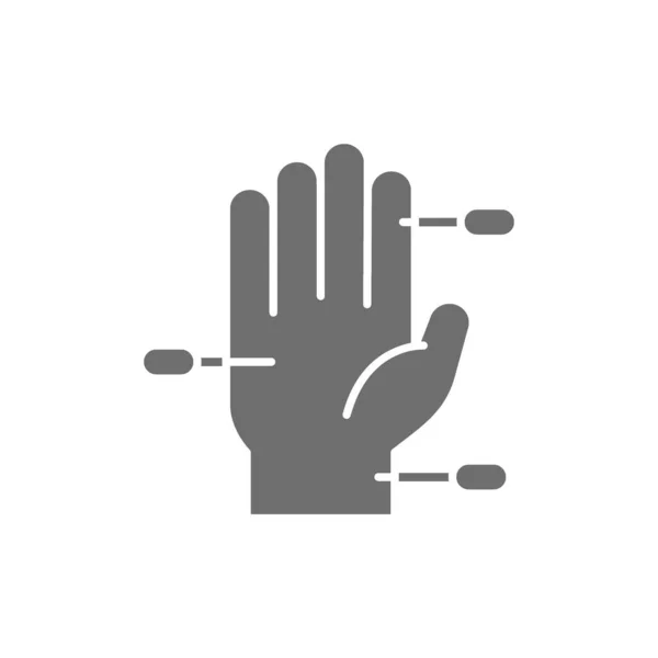 Mão acupuntura ícone cinza. Isolado sobre fundo branco — Vetor de Stock