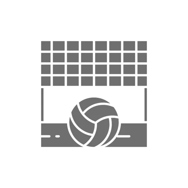 Volleyball net with ball, sand beach grey icon. — Wektor stockowy