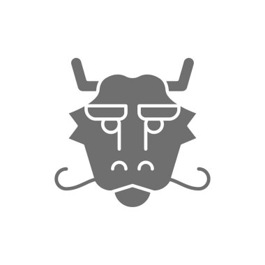 Çin geleneksel maskesi, ejderha yüzü gri simge.