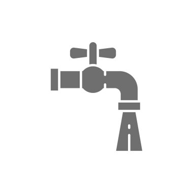 Su musluğu gri simgesi. Beyaz arkaplanda izole