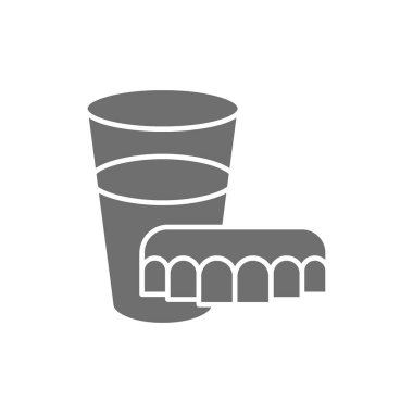 Su gri simgesi dolu takma dişler.