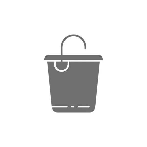 Vector reinigingsemmer, plastic container grijs pictogram. — Stockvector