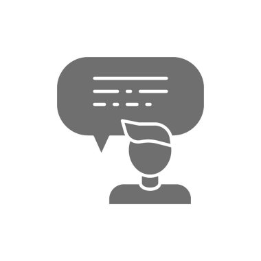 Adamdan geri bildirim, konuşma balonu gri simgesi.