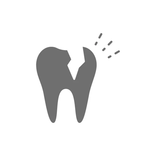 Vector broken tooth, dental problem grey icon. — Stock Vector