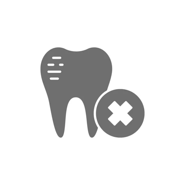 Damaged tooth enamel, dental broken grey icon. — Stock Vector