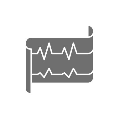 Kalp atışı, EKG, elektrokardiyogram gri ikon. Beyaz arkaplanda izole