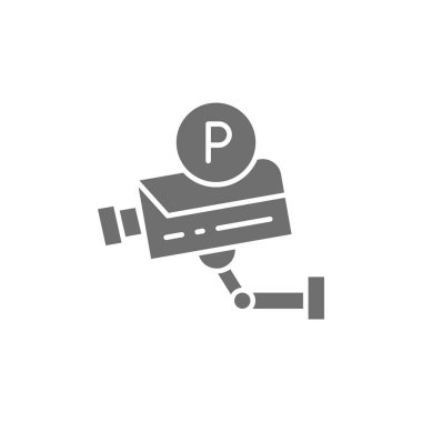 Güvenlik kamerası, güvenlik sistemi gri simgesi.