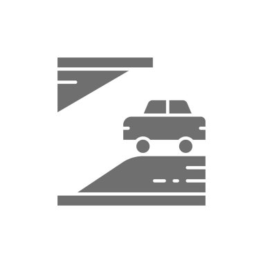 Yeraltı otoparkı gri ikonu. Beyaz arkaplanda izole