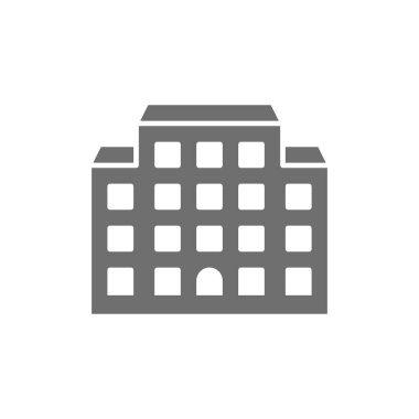 Hastane, huzurevi gri ikonu. Beyaz arkaplanda izole