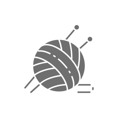 Örgü iğneli top ipliği gri simge.