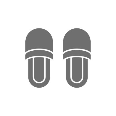 Terlikler, ev ayakkabıları, gri simge. Beyaz arkaplanda izole