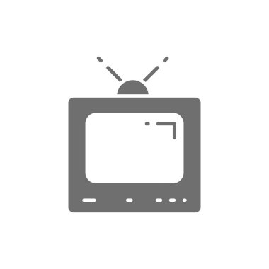 Eski televizyon seti, anten gri ikonlu klasik televizyon..