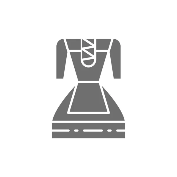 Traje nacional tradicional alemán, disfraz de mujer icono gris. — Archivo Imágenes Vectoriales