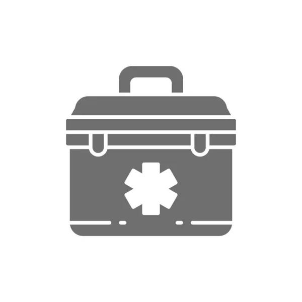 First aid kit, paramedic bag grey icon. — Stock Vector