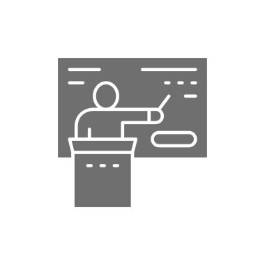 Vektör sunumu, toplantı, konferans, seminer gri simgesi.