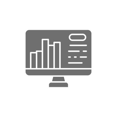 Bilgisayarda sunum, bilgi grafiği gri simgesi.