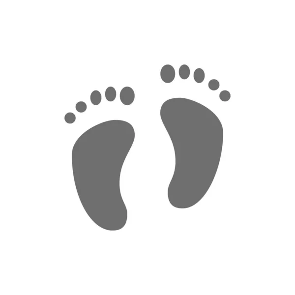 Vector baby feet, human footprints grey icon. — 스톡 벡터
