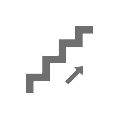 Merdivenlerde gri simge var. Beyaz arkaplanda izole