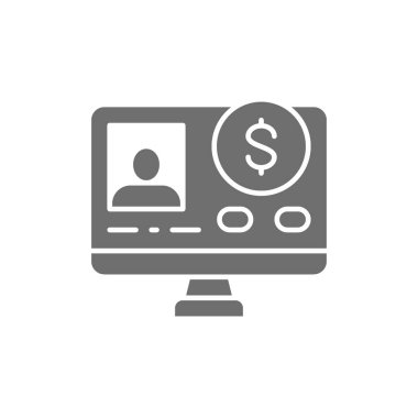 Çevrimiçi kredi başvurusu gri simgesi. Beyaz arkaplanda izole