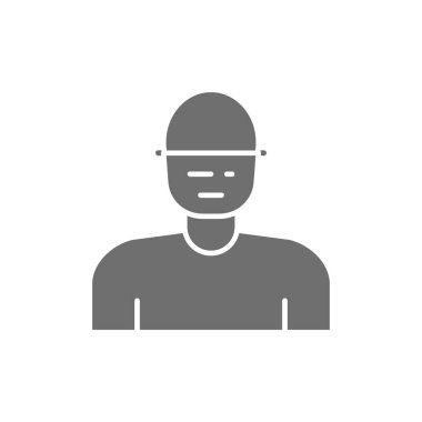 Koruyucu maske takan işçi gri simge.