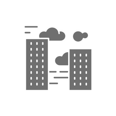 Vektör şehir sisi, hava kirliliği gri simgesi.