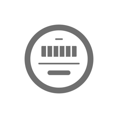 Elektrik sayacı gri simgesi. Beyaz arkaplanda izole