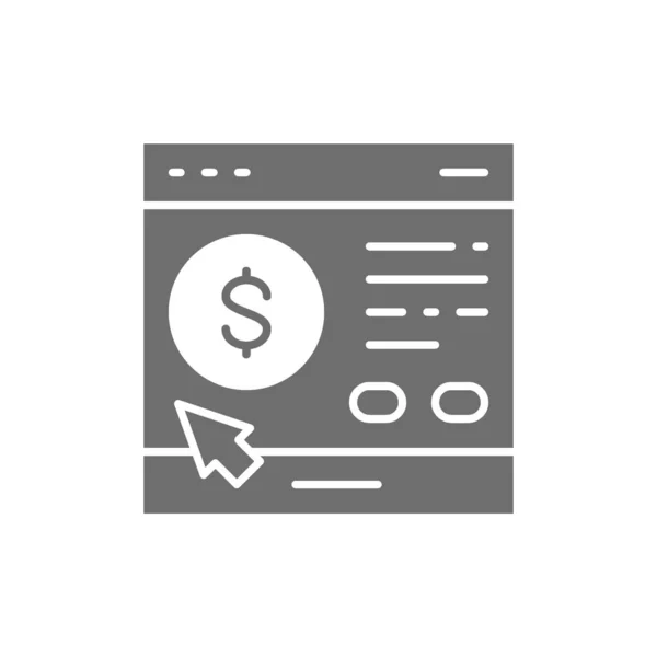 Sitio solicitud de préstamo icono gris. Aislado sobre fondo blanco — Vector de stock