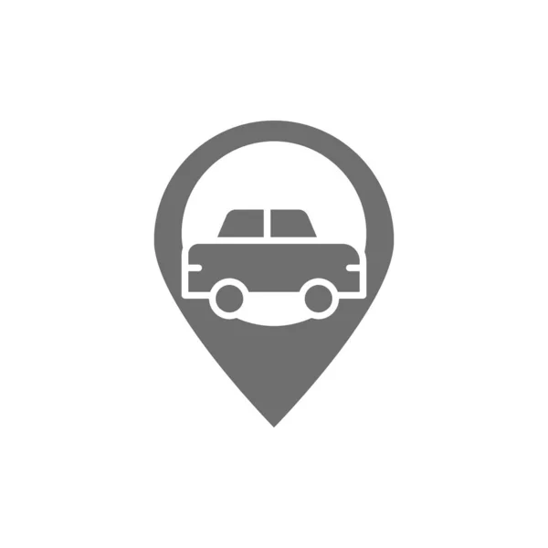 Posizione dell'auto, mappa puntatore con icona grigio taxi. — Vettoriale Stock