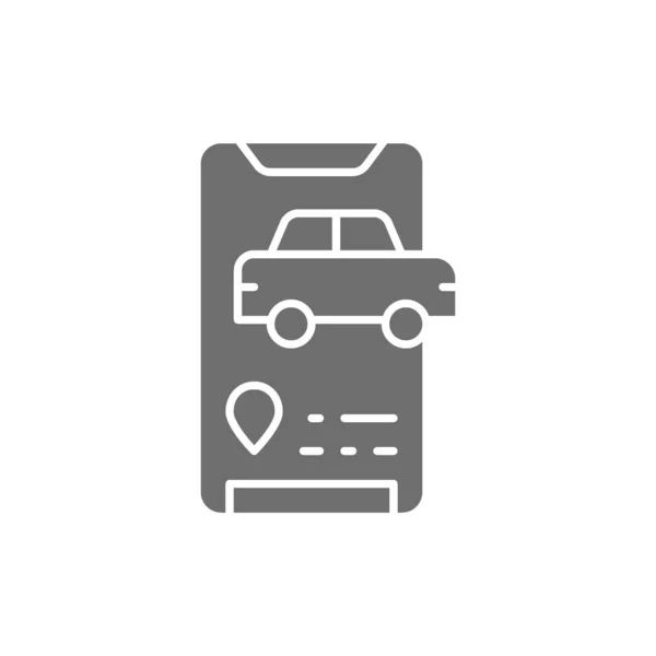 Taxi message d'arrivée, application de service de taxi icône grise. — Image vectorielle