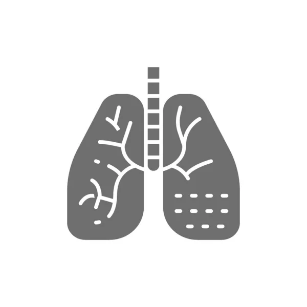 Lung disease gray icon. Isolated on white background — Stock Vector