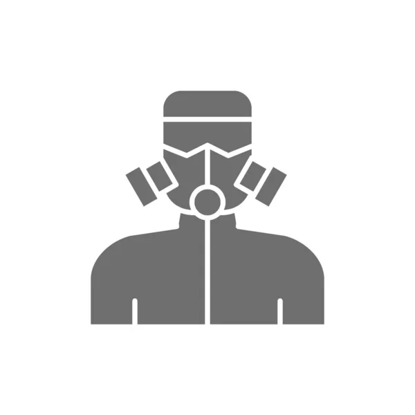Vector man in gas mask gray icon. — Stock Vector